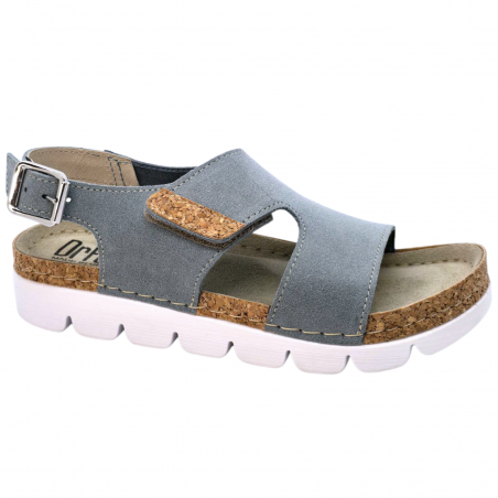 Sandale Dr Feet 9016 albastru deschis cu detalii de pluta - dama