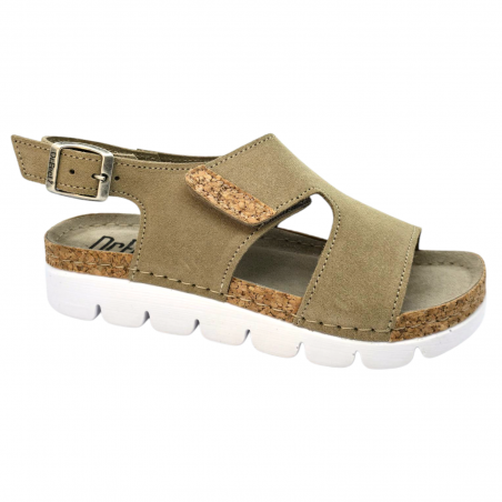 Sandale Dr Feet 9016 maro de cappuccino cu detalii de pluta - dama