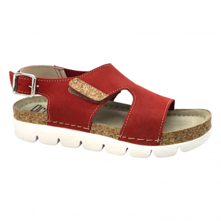 Sandale Dr Feet 9016 rosu cu detalii de pluta - dama