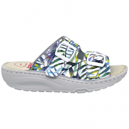 Papuci Piumetta 6273 alb cu palmier - dama