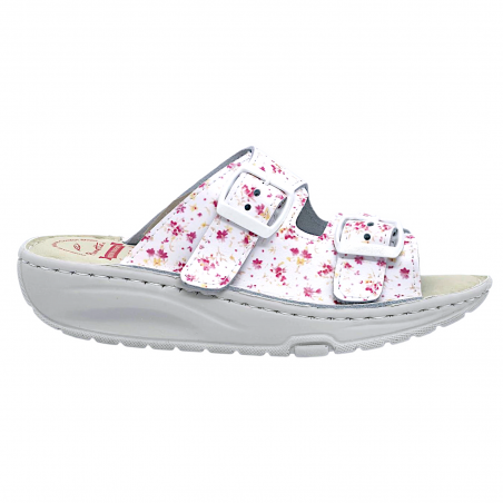 Papuci Piumetta 6273 alb cu floricele - dama