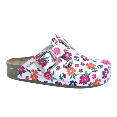 Saboti Doss 294 alb cu flori roz portocaliu - fetite